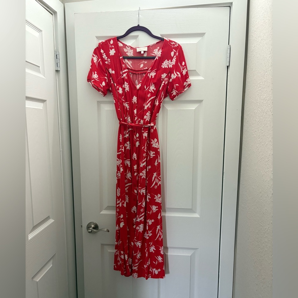 Red and White Button Front Sundress